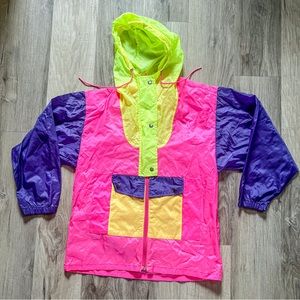Kid's Full-Zip Colour Block Retro Windbreaker